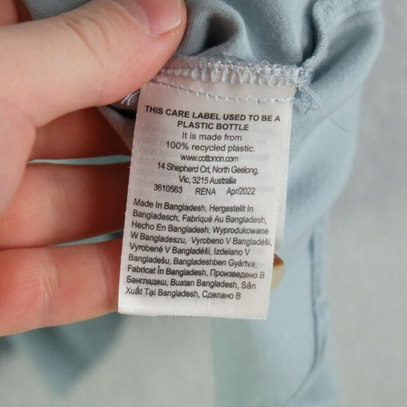 Cotton On Shirt Mens XXL 2XL Blue Button Up Short Sleeve Stretch Performance - Picture 7 of 8